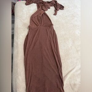Elegant Brown Halter Dress